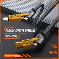 Câble de charge rapide USB Type-C 4-en-1 PD 27W en nylon tressé en cuivre pur pour iPhone, Android, imprimante multifonction, écouteurs