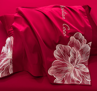 Parure de lit de luxe haut de gamme quatre pièces, housse de couette brodée et drap-housse, en coton doux pour la peau, sensation de luxe léger, cadeau pour la maison