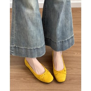 รองเท้าส้นเตารีดหนังแท้สไตล์บัลเล่ต์ลำลองสำหรับผู้หญิงประดับโบว์น่ารักแบบสวม รุ่นใหม่ประจำฤดูใบไม้ผลิปี 2026 - Product Image 3