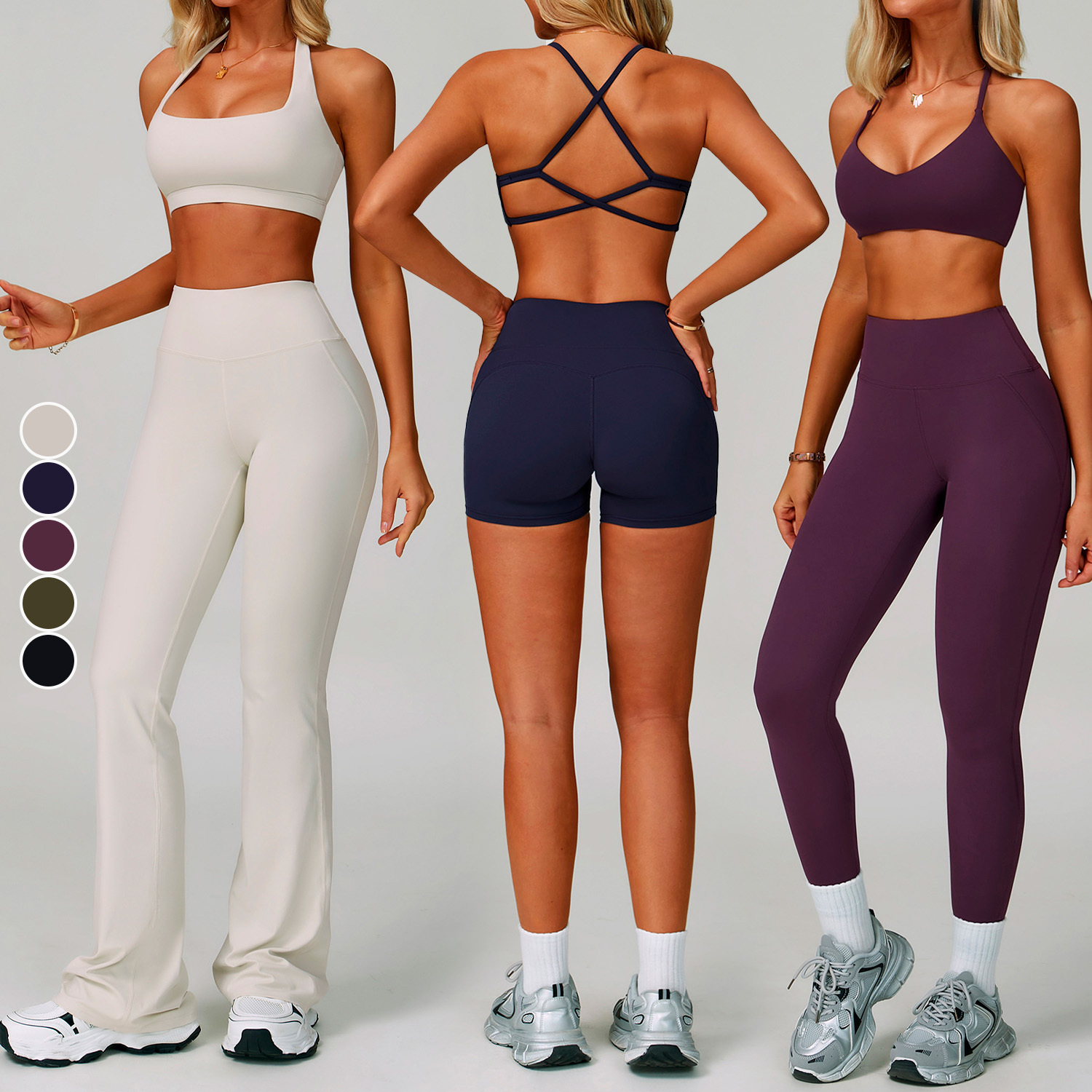 New Fashion Sexy Backless Yoga Suit Skin Friendly Naked Sense Hanging Neck Yoga Bra Quick Drying Tight Pants Sports Fitness Set