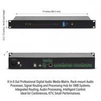 Processeur audio réseau Dante 8*8, montage en rack 1U, salle de conférence, processeur audio numérique Dante, alimentation fantôme 48V