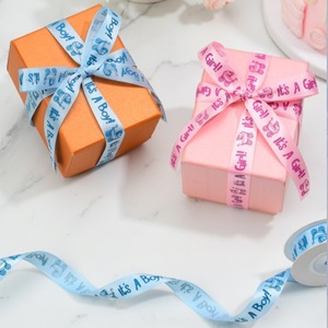 1 Rotolo 10 Iarde Nastro Stampato 'It Is a Boy Girl' per Festa di Rivelazione del Sesso, Regalo, Fai-da-Te, Confezioni, Decorazioni per Baby Shower - Product Image 2