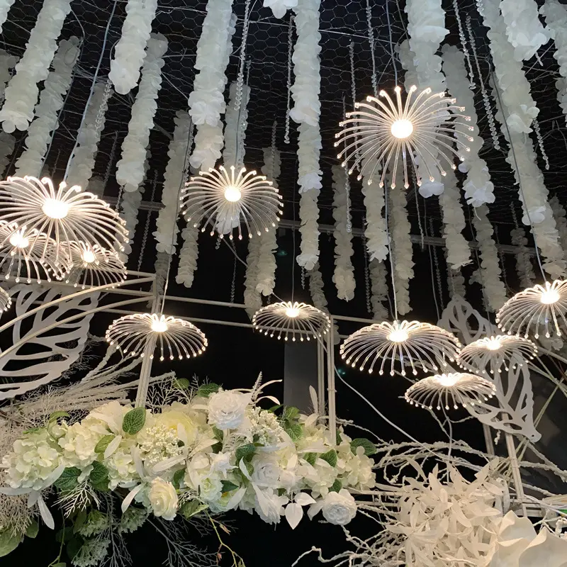 Hall centro commerciale puntelli string hanging lights soffitto dandelion party events lead china supplies decorazione di nozze