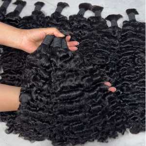 Extensions de cheveux humains bouclés cambodgiens doublement étirés en vrac, trame double cousue à la machine, cheveux vierges bruts bouclés profonds, 100% cheveux humains du Vietnam - Product Image 3