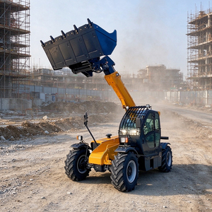 Prix usine Chariot télescopique 3000 kg avec flèche télescopique de levage 7 m, avec godet, grappin et treuil pour la gestion des boissons forestières - Product Image 3
