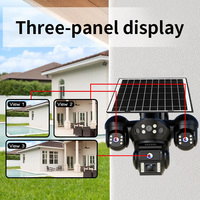 Caméra solaire multi-lentilles 4G 9MP HD AOV avec IR-CUT, 3 modes, alimentation solaire 7W, batterie intégrée 8000mAh pour la sécurité extérieure