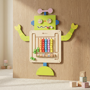 Jouet éducatif en bois Montessori Robot Martha pour enfants de 2 <span class=keywords><strong>à</strong></span> 13 ans - Apprentissage des mathématiques et des couleurs - Jouets muraux - Product Image 1