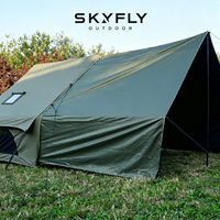 Tentes pneumatiques de camping en plein air, imperméables, portables, de luxe, pour famille, 6+6 personnes, en coton TC, double porte, avec fenêtre de toit, montage rapide et automatique