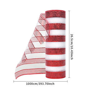 Ornamen bola Natal & pohon kualitas tinggi jaring buku lebar 26CM di merah dengan pita putih dekorasi jaring PP Kecil - Product Image 6