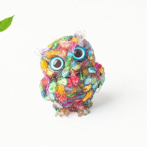 Natural <b>Crystal</b> Chip Resin Owl Figurine | Epoxy Craft Desktop Ornament for Home Office Living Room Decoration - Product Image 5