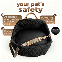 Siège rehausseur imperméable matelassé en polyester de haute qualité avec laisse de sécurité intégrée pour petit chien ou chat pour les voyages en voiture