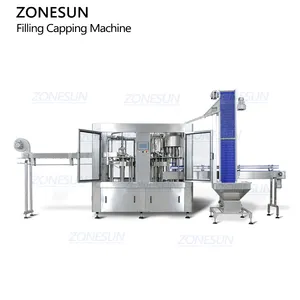 Water Bottle Capping Machine ZONESUN 3 In 1 Automatic Bottled Juice Rinsing Bottling Packaging Equipment Pure Mineral Water Bottle Filling Capping Machine