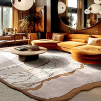 Tapis de luxe modernes et originaux 100 % tuftés à la main pour salon de villa, en laine naturelle et soie de qualité supérieure