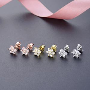 Pendientes de Plata de Ley 925 con Forma de Copo de Nieve y Circonita Blanca Rosa, Joyería Navideña para Mujer de <span class=keywords><strong>POLIVA</strong></span>, Oro Blanco - Product Image 2