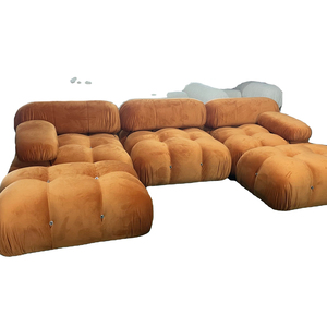 Furniture 3 Seat Mario Bellini Fabric Sectional <b>Sofa</b> With Ottoman Modular Combination Velvet L Shape <b>Brown</b> Sectional <b>Sofa</b> - Product Image 1