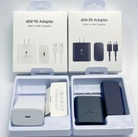 Cargador Rápido de Pared USB-C PD de 45W con Enchufe EU, UK, US y Cable Tipo-C para Teléfonos y Tabletas Samsung S26/S25/S24/S23/S22