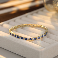 Pulsera de circonita cúbica transparente y zafiro SB137 RINNTIN para mujer, pulsera de tenis de plata de ley 925 de 3 mm con circonita cúbica, a la moda