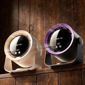 100 Speeds Mini Portable <b>Wall</b> Mount <b>Desk</b> Stand Air Circulation Silent Led Display Outdoor Office Dorm Cooling Fan - Product Image 1