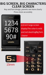 Téléphone <span class=keywords><strong>portable</strong></span> à clapet Yeemi M1, réseau GSM 2G, écran 3,0 pouces, double carte SIM, double affichage, chargement USB, fonction lampe torche - Product Image 6