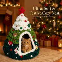 Lit pour chat en feutre DIY de luxe en forme d'arbre de Noël, nid d'hiver chaud conique pour petits chiens, cadeau de Noël pour intérieur, vente en gros OEM