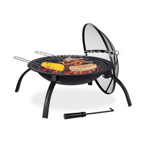 Açık metal portatif katlanabilir kamp barbekü ateş çukuru kapaklı ve ızgara - Product Image 1