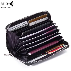 Dompet Panjang Ritsleting Kartu Unisex, Dompet Kulit Sapi Asli, Penyimpan Paspor, Dompet Uang 2022