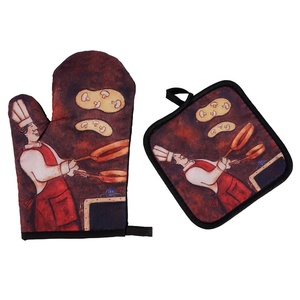 Manoplas de algodón para horno de cocina de estilo divertido y bonito para el hogar Juegos de manoplas de horno con impresión personalizada profesional - Product Image 3