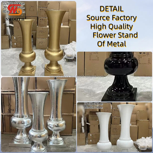 SMOOTH Nouveau Vase à Fleurs en Fer Doré Style Européen 80cm Personnalisable Grande Décoration de Table de Mariage - Product Image 2
