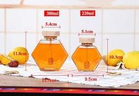 Botol Madu Kosong Bentuk Unik 250g 500g 1000g, Stoples Madu Kaca Transparan dengan Tutup Kayu, Sendok, dan Pengaduk