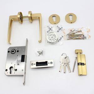 Sécurité à domicile brossé doré solide poignée levier serrure sécurité clé entrée magnétique silencieux mortaise serrure de porte - Product Image 2