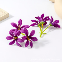 Nouvelles têtes de fleurs de lys en soie à trois branches effet goutte de rosée pour bricolage, mur floral de mariage, arrangement floral, matériel décoratif