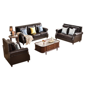 Sofá de Cuero Estilo Francés, Diseño Recto, Tapizado, Muebles para Sala de Estar - Product Image 2