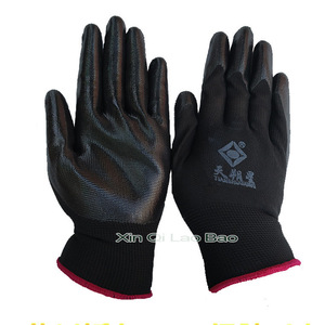 Tianshuoxing Black Nitrile Dipped <b>Gloves</b> 13-Needle Nylon Full Grain Abrasion Resistant Work <b>Gloves</b> - Product Image 2