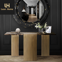 Table de couloir en acier inoxydable, console montante en marbre noir, style moderne, pour salon, offre spéciale,