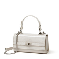 Sac à bandoulière en cuir véritable style coréen pour femme, motif crocodile, nouvelle collection 2026, avec chaîne, pour un look urbain