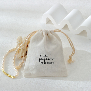 Custom Logo Blank Canvas Cotton Brush <b>Holder</b> <b>Makeup</b> Pouch Gift Travel Cosmetic Bag Organizer Muslin Drawstring Pouches - Product Image 2