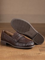Mocassins en cuir de vachette marron pour femmes, style à enfiler, chaussures décontractées pour le travail