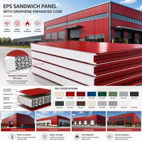 Panneau sandwich EPS personnalisé en acier coloré, panneau d'isolation en polystyrène ignifuge et imperméable pour murs et toitures de maisons préfabriquées