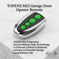 Télécommande de garage TOPENS M12 433,92 MHz pour ouvre-porte automatique, émetteur sans fil