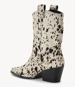 รองเท้าบูทหุ้มข้อลายเสือดาว,พิมพ์ลายขนม้ารองเท้าบูทเชลซีมีสไตล์สไตล์หัววัวตะวันตก - Product Image 5