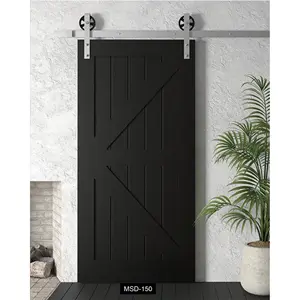 באיכות גבוהה שחור דפוס עץ קרש דלת עיצוב אמבטיה זכוכית אסם דלת