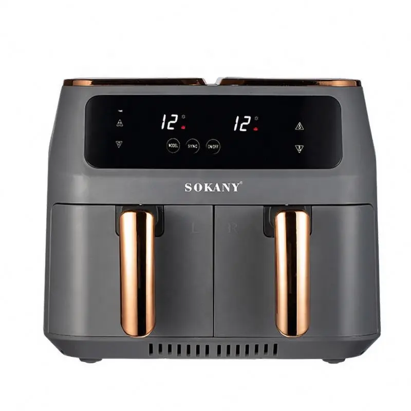 Sokany Wholesale 2800W Smart Digital Fryers Big 8 Litres Electric Double Air Fryer With Dual Basket