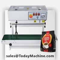 Machine de scellage de table continue automatique, petite soudeuse à bande horizontale pour sacs alimentaires, riz, café, sacs plastiques et pochettes d'emballage