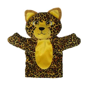 Marionetas de mano con forma de León y leopardo para niños, animales de peluche, venta al por mayor