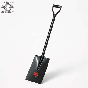 Pala a lama piatta quadrata con impugnatura a D per impieghi gravosi, in acciaio al carbonio, colore grigio, per giardinaggio, ghiaia e costruzioni - Product Image 1