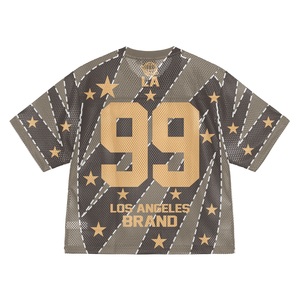 Streetwear Top Fashion Black T-shirts Custom <strong>Graphic</strong> Screen <strong>Print</strong> <strong>Design</strong> Boxy Fit Cropped Mesh American Football Fans T-shirts - Product Image 4