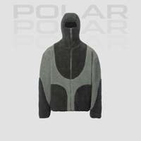 Veste à capuche en laine d'agneau 600G épaisse avec masque cagoule pour homme, streetwear, veste en polaire sherpa pour l'hiver