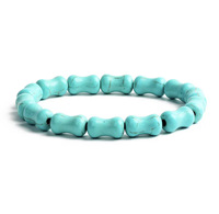 Bracelet extensible tendance chic en perles rondes turquoise, style plage estival, avec perles disques imitation pierre bleue