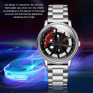 Wholesale Men Fashion Cool <b>Racing</b> <b>Wheel</b> Design Rotating Quartz Watch Stainless Steel Band Waterproof Sports Analog Wristwatch - Product Image 5