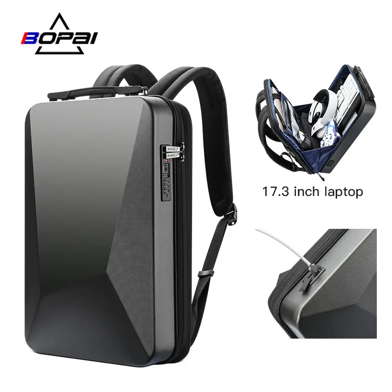 Bopai BSCI men gaming enlarged waterproof 17.3 laptop usb charging mochila inteligente slim smart anti theft hard shell backpack